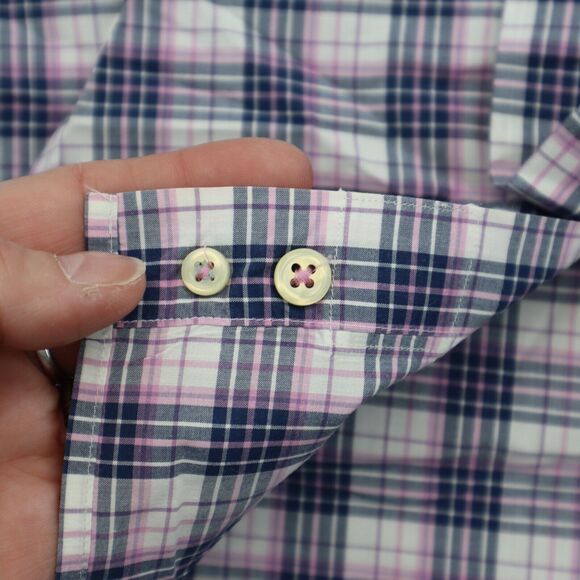 Peter Millar Shirt Mens L Purple Multicolor Check Button Up Long Sleeve - Picture 13 of 16